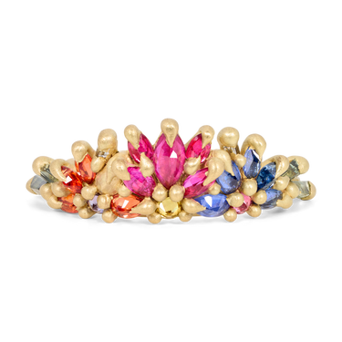 Rainbow Daisy Garland Petal Ring - Made to Order